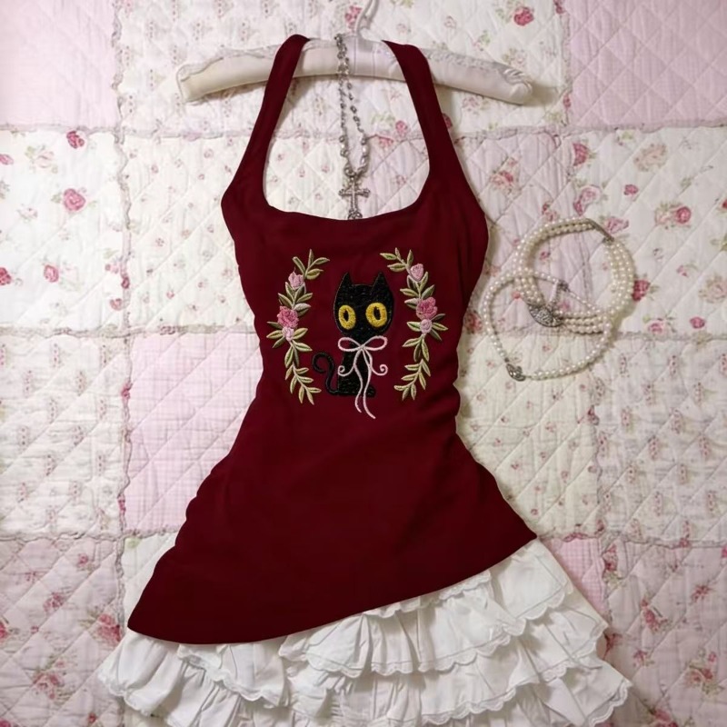 Fashion Street Cat - Amerikanischen Retro Hottie Leibchen Rot Unregelmäßige