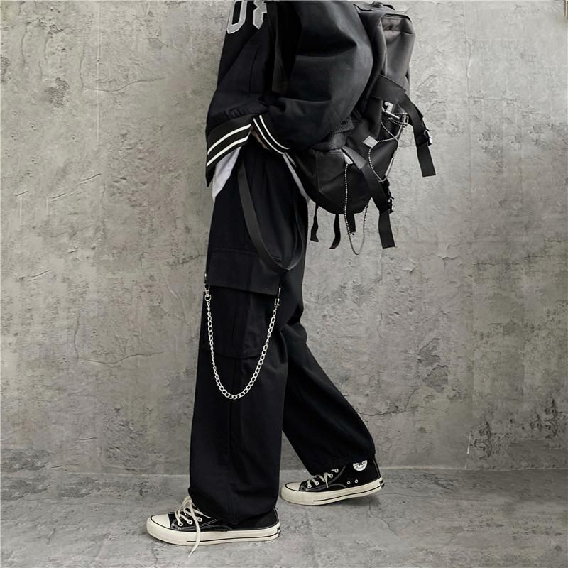 Cargo Pant Wide - Koreanischer High-Street-Stil Cargo-Hose Hip-Hop Weites Bein