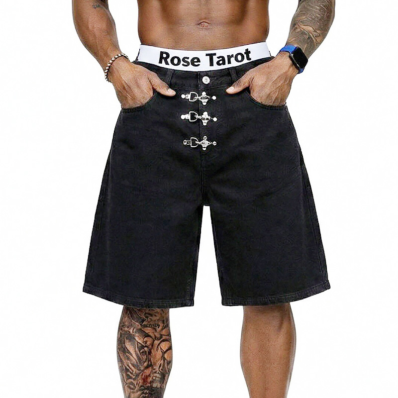 Street Fashion Jeans - Metallschnallen-Kurze Baggy Jeans für Herren Sommer