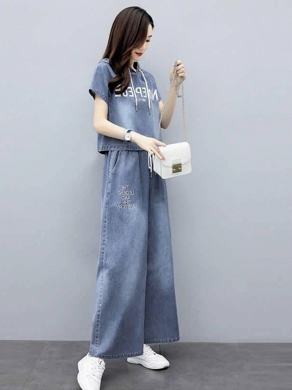 Street Fashion Jeans - Retro Hongkong-Stil Damen-Jeans-Set mit Weitem Bein,