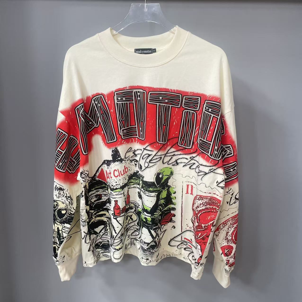 Street Fashion Trends - Hochwertiges Designer MIXED-EMOTION Langarm-T-Shirt aus 100%