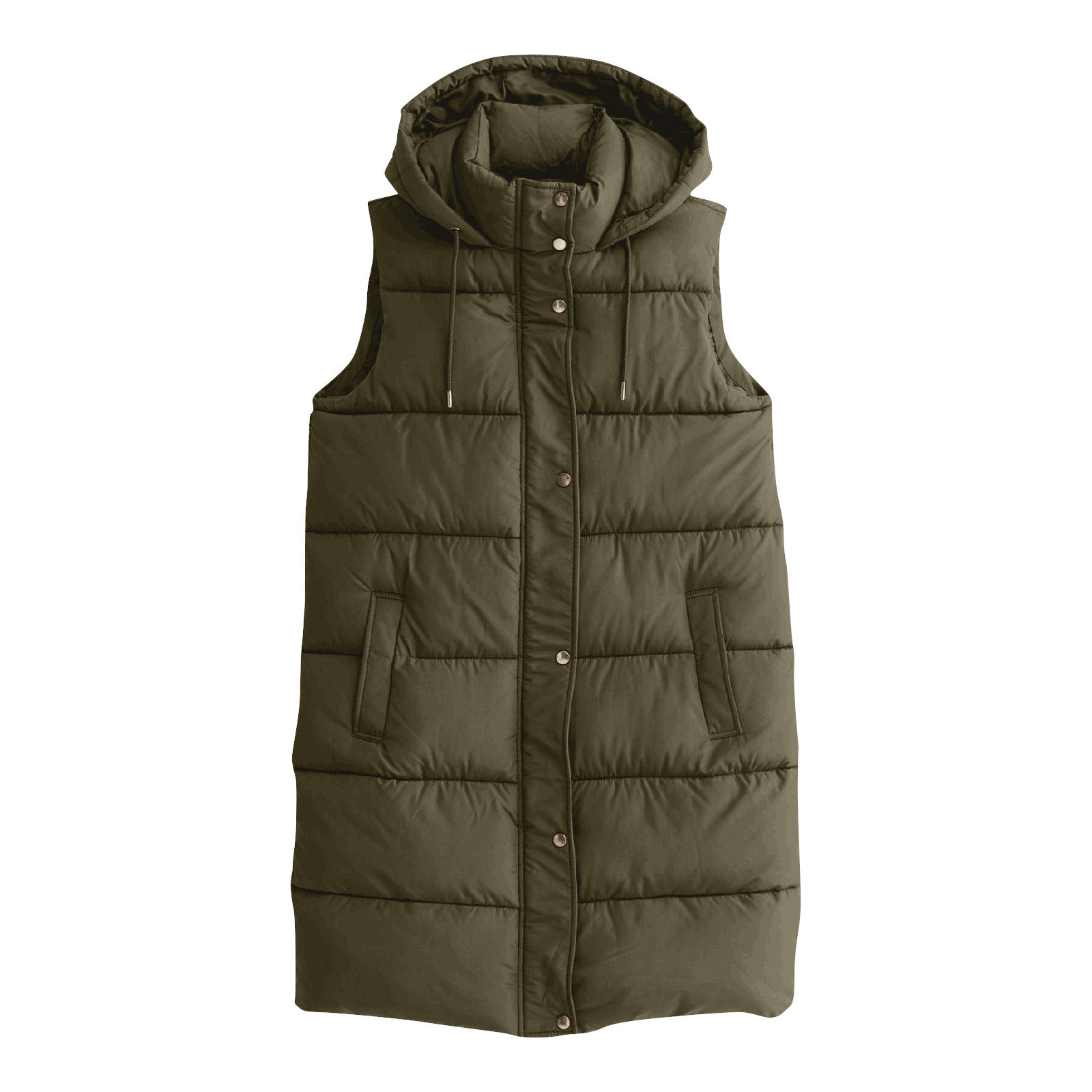 Puffer Vest Padded - Damen Lange Weste Winterjacke mit Reißverschluss