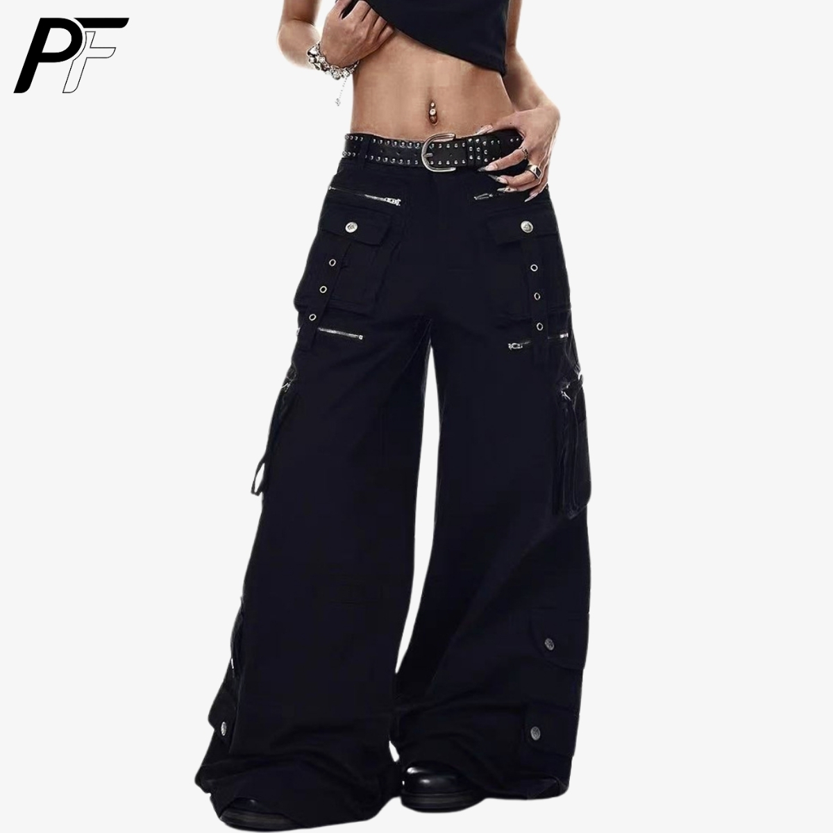 Cargo Pant Wide - Grunge Techwear Cargohose mit weitem Bein,