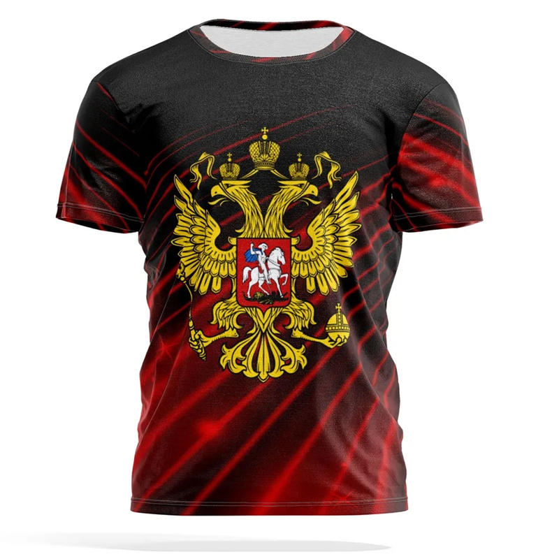 Street Fashion Russia - Russisches Nationalemblem-Druck-T-Shirt für Männer und Frauen,