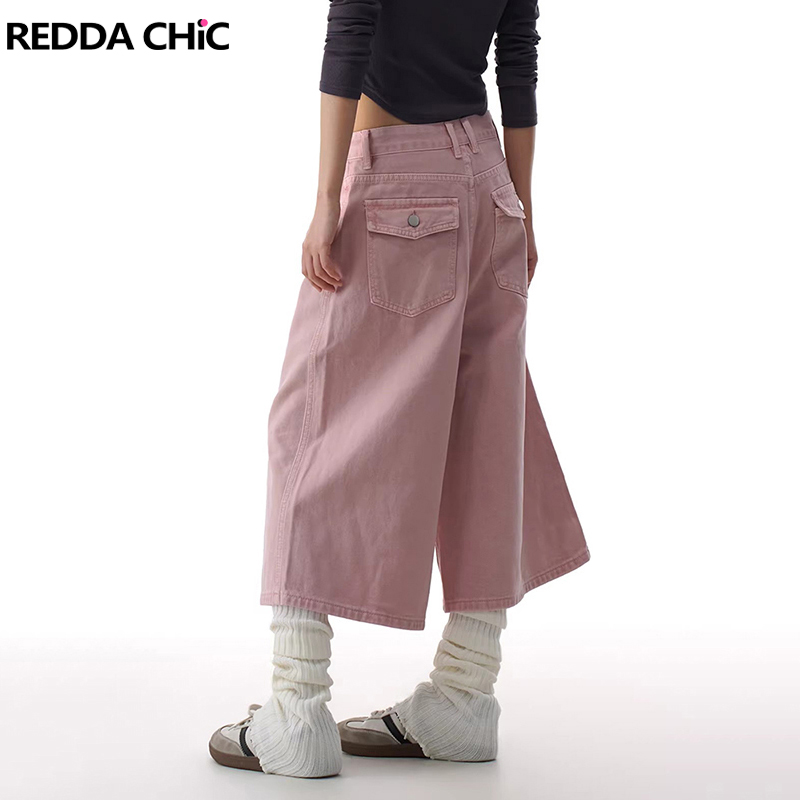 Cargo Pant Wide - REDDACHiC Rosa Cargo-Jeans-Shorts für Damen, Sommer-Jorts,