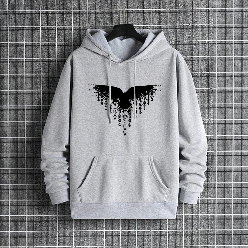 Street Fashion Urban - Rabe bedruckter Herren-Kapuzenpullover 2025, urbane Streetwear-Mode,