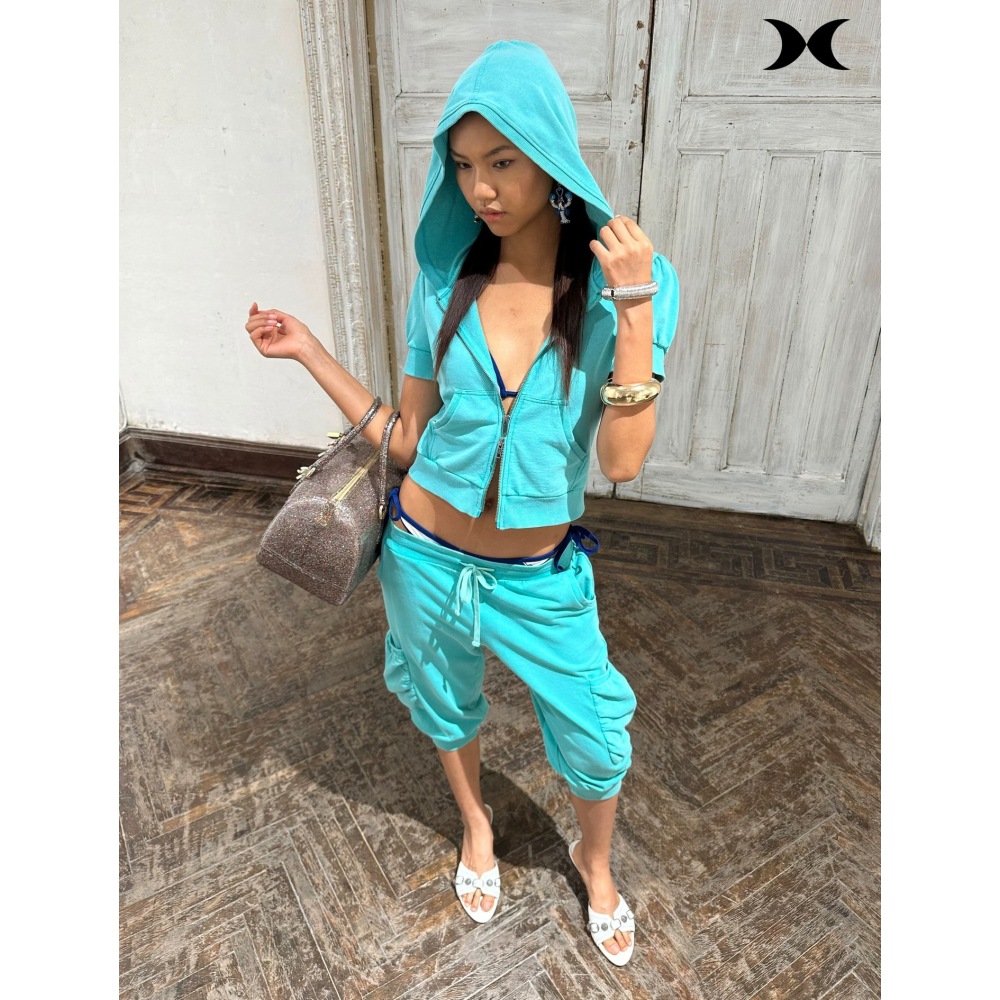 Street For Fashion - Amerikanischer Street-Style Spice-Girl-Kurzarm-Kapuzenjacke mit Reißverschluss und