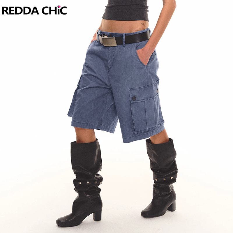Cargo Pant Wide - REDDACHiC Damen Cargo-Jeans-Shorts im Vintage-Stil, schlicht,