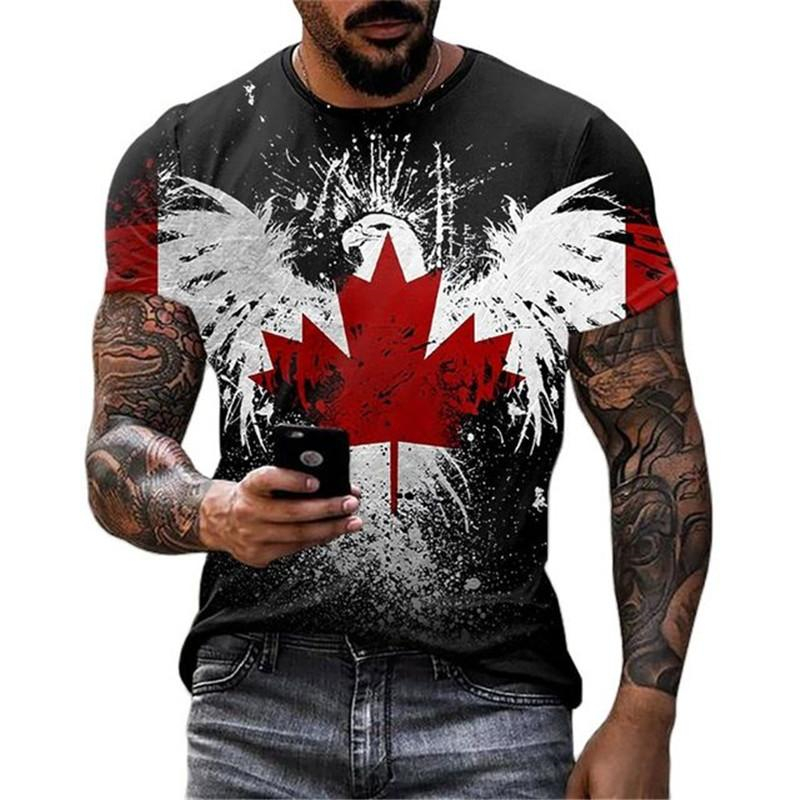Retro Canada Flag T-shirt 3D P – Street Fashion Canada Bewertung und Preis
