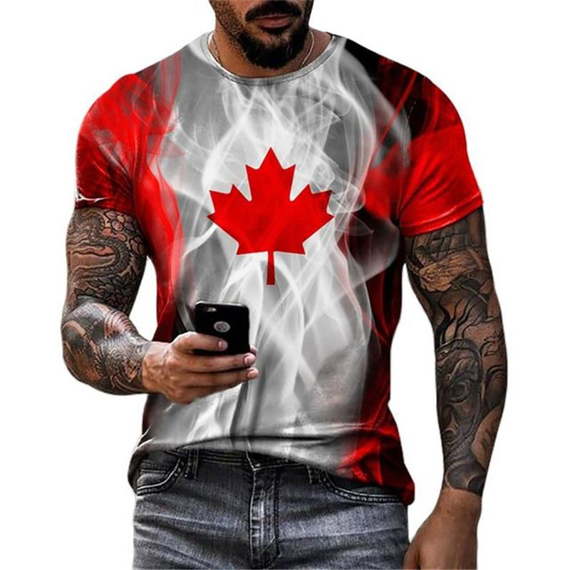 Retro Canada Flag T-shirt 3D P – Street Fashion Canada Bewertung und Preis