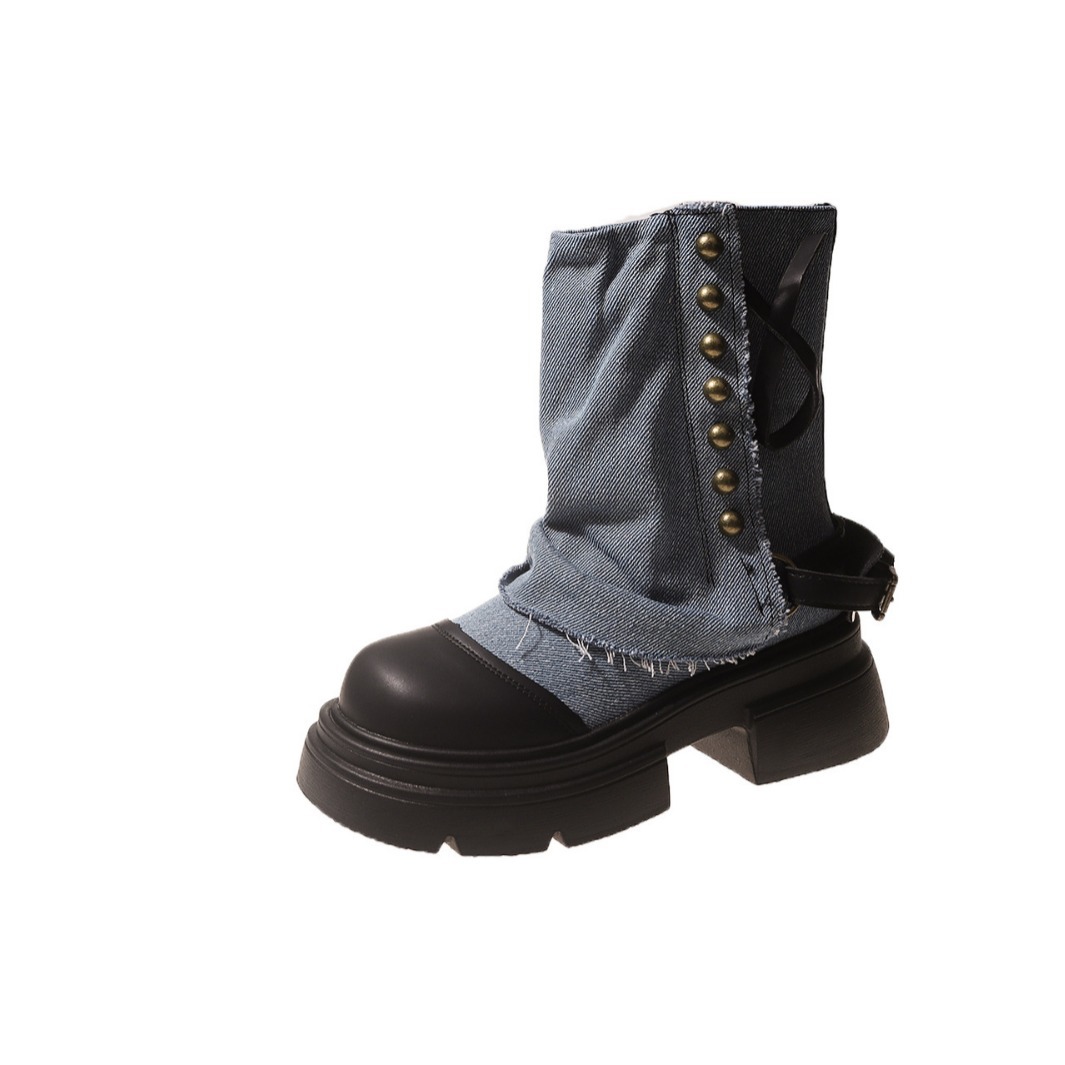 Frauen Stiefel Britische Mode  – Street Fashion Jeans Bewertung und Preis