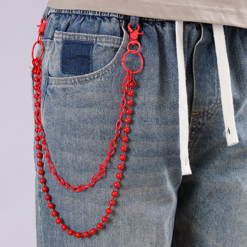 Leuchtend Rote Perlenbesetzte  – Street Fashion Jeans Bewertung und Preis
