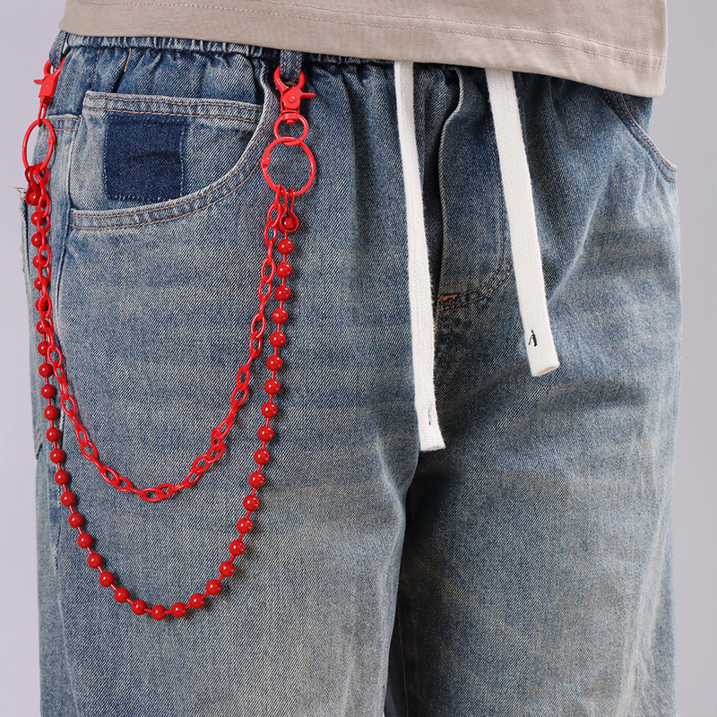 Leuchtend Rote Perlenbesetzte  – Street Fashion Jeans Bewertung und Preis