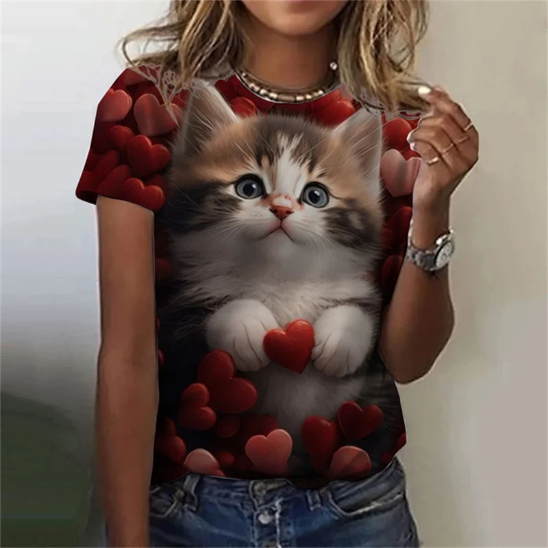 Mode Frauen T-Shirt 3d gedruck – Fashion Street Cat Bewertung und Preis