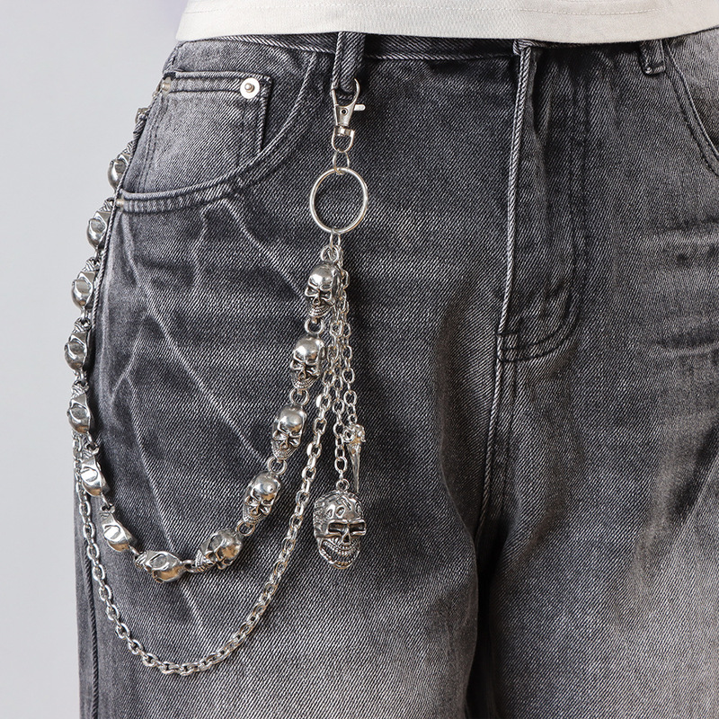 Mehrschichtige Totenkopf-Perle – Street Fashion Jeans Bewertung und Preis