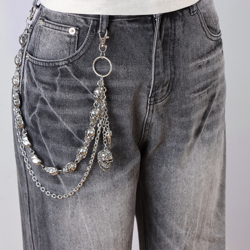 Mehrschichtige Totenkopf-Perle – Street Fashion Jeans Bewertung und Preis