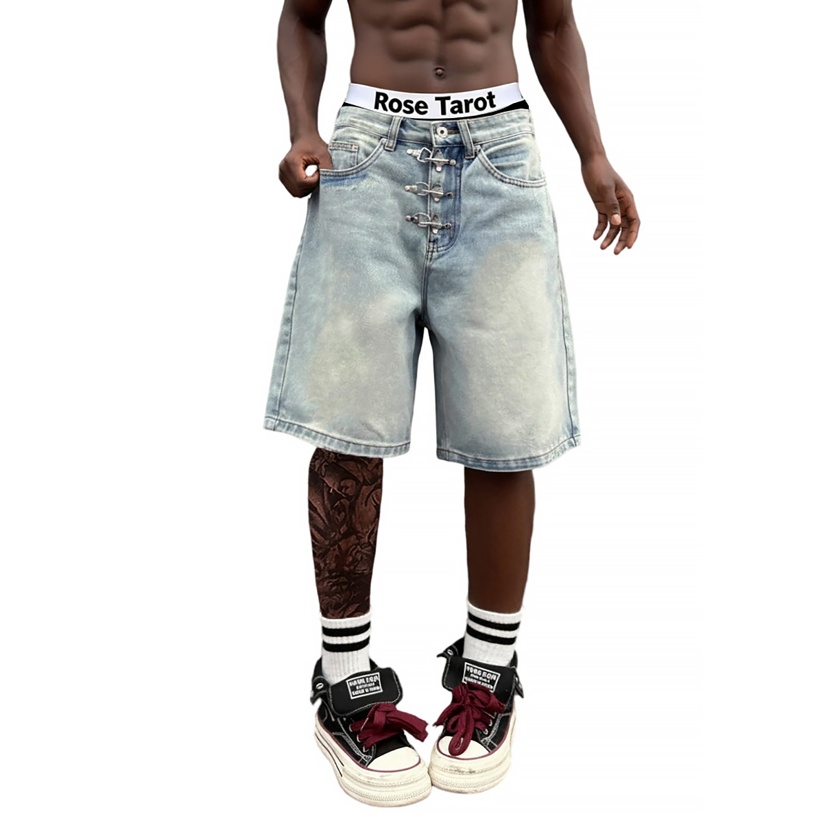 Metallschnallen-Kurze Baggy Je – Street Fashion Jeans Bewertung und Preis
