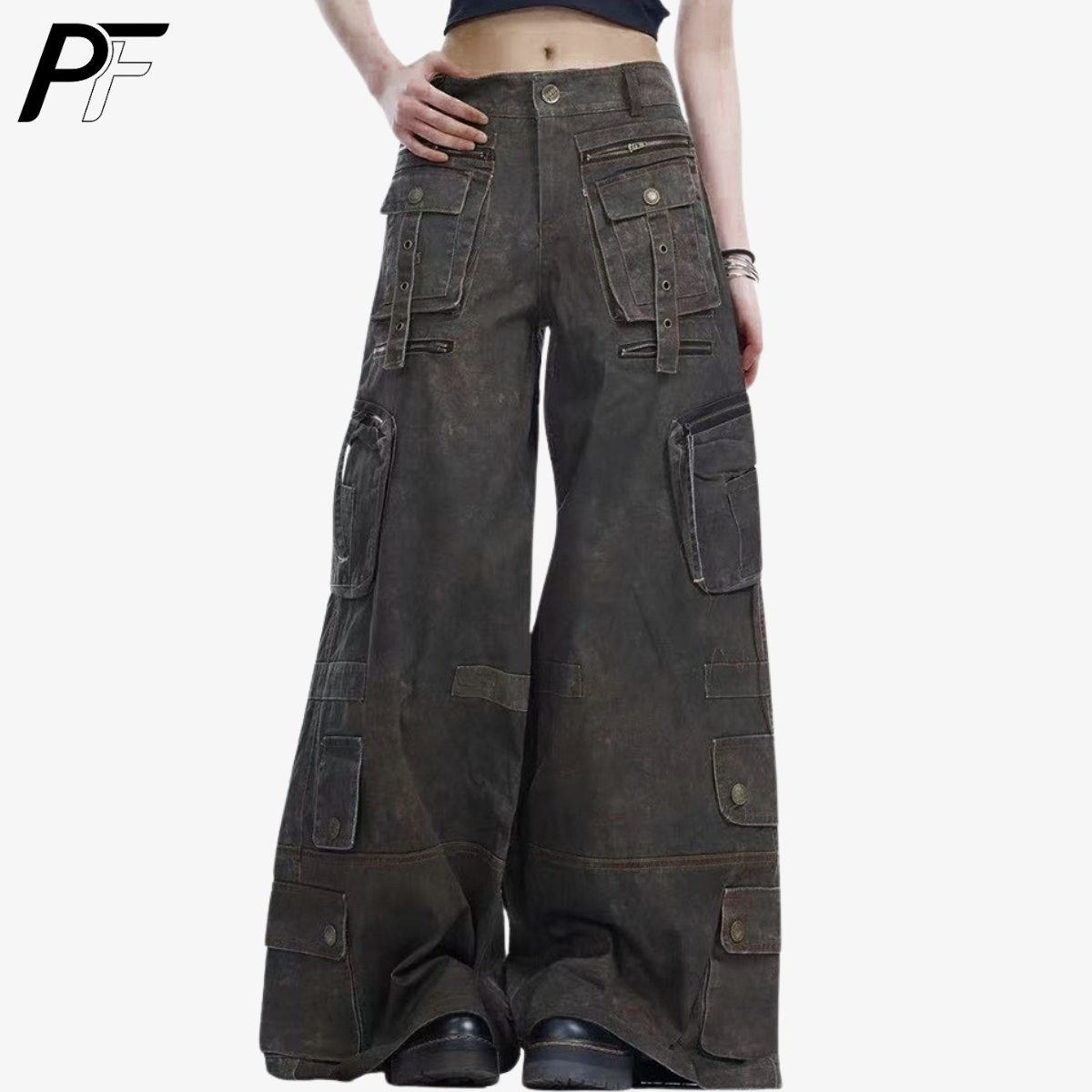 Grunge Techwear Cargohose mit  – Cargo Pant Wide Bewertung und Preis