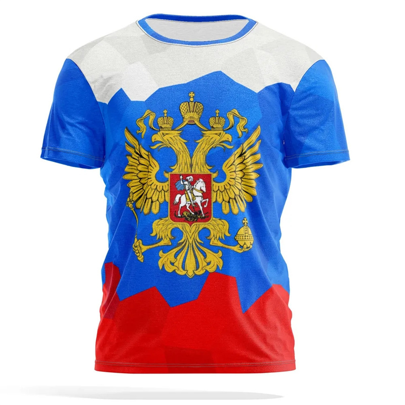 Russisches Emblem-Print-T-Shir – Street Fashion Russia Bewertung und Preis